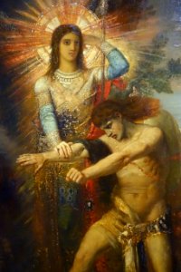 Jacob and the Angel, by Gustave Moreau, detail, 1874-1878, oil on canvas - Fogg Art Museum, Harvard University - DSC01259