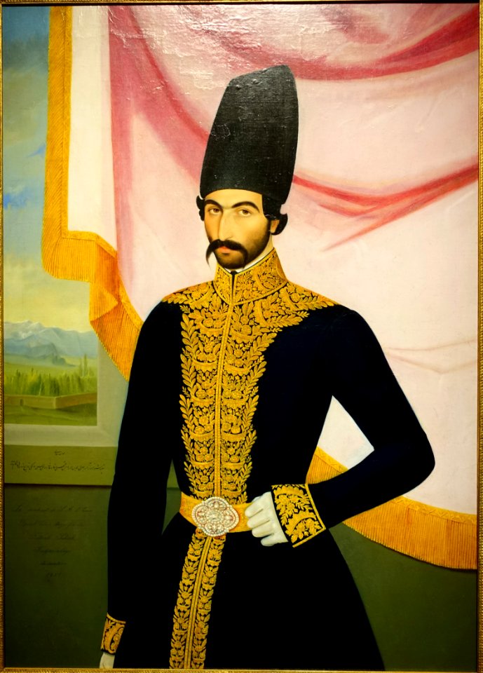 Jalal al-Din Mirza, son of Fath-Ali Shah, attributed to Abu'l-Hasan Ghaffari, Sani' al-Mulk, Iran, probably Tehran, dated May 1859 AD, oil on canvas - Arthur M. Sackler Gallery - DSC05312