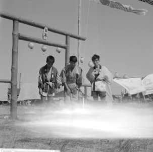 Jamboree 1963 te Marathon Griekenland Japanse padvinders in hun kamp, Bestanddeelnr 915-4209