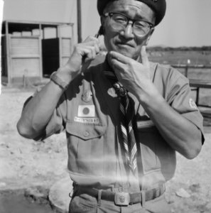 Jamboree 1963 te Marathon Griekenland Japanse padvinders in hun kamp, Bestanddeelnr 915-4213