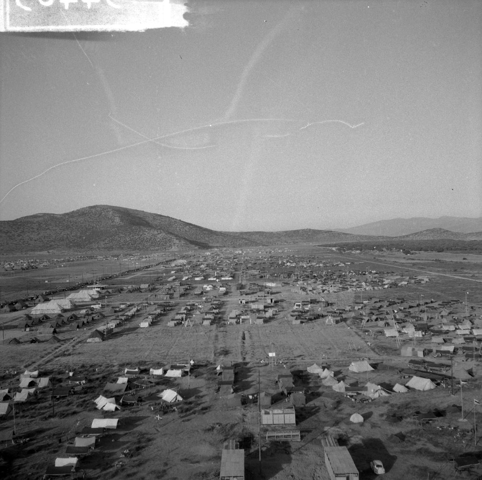 Jamboree 1963 te Marathon Griekenland Overzicht en Jamboreekamp vanuit helicopt, Bestanddeelnr 915-4403