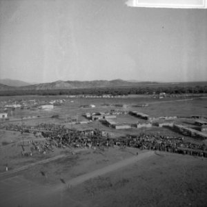 Jamboree 1963 te Marathon Griekenland Overzicht en Jamboreekamp vanuit helicopt, Bestanddeelnr 915-4404