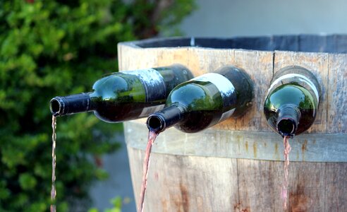 Red wine coloured water flow