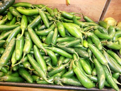 Jalapeños in a bin photo