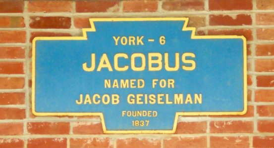 Jacobus Keystone sign on Fire Station York Co PA (cropped)