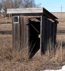 Jacobson School (Charles Mix Co) outhouse from SE 1