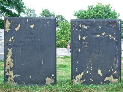 Jane and William Dickson Tombstones, Hiland Cemetery, 2015-08-17, 01