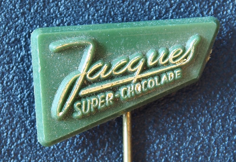 Jacques, groen reclame speldje