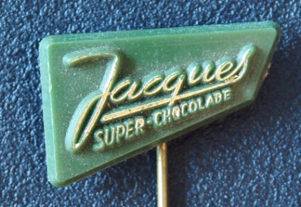 Jacques, groen reclame speldje