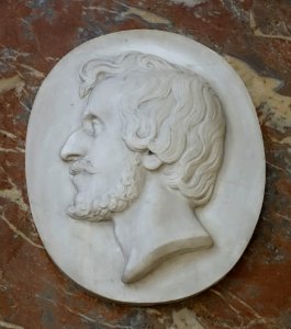 Jacobi Sturm memorial, portrait medallion - Église Notre-Dame-de-la-Chapelle - Brussels, Belgium - DSC07780