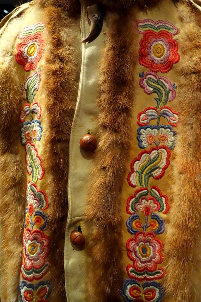 Jacket, Cree, mid 1900s, view 2, hide, fur, silk thread - Glenbow Museum - DSC00860
