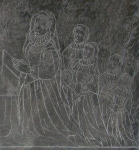 Jane Still (née Whitmore) depicted on the Nathaniel Still monument, Saint Mary the Virgin, Hutton, Somerset, UK - 20100930