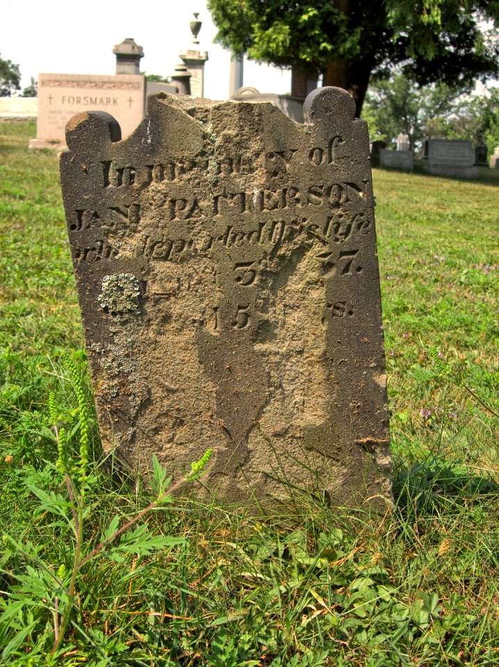 Jane Patterson Tombstone, Hiland Cemetery, 2015-08-17, 01