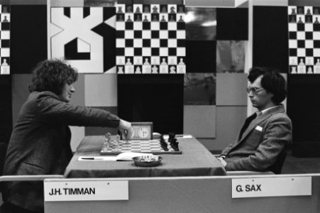 Jan Timman schaakt tegen Gyula Sax op het Hoogovenstoernooi, Bestanddeelnr 931-2739