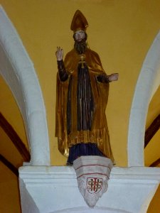 Jandun (Ardennes) église Notre-Dame, statue d'évêque A