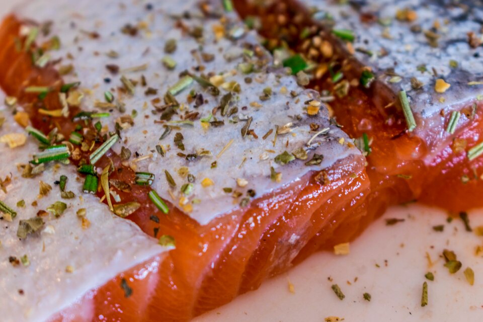 Herbs skin salmon with skin