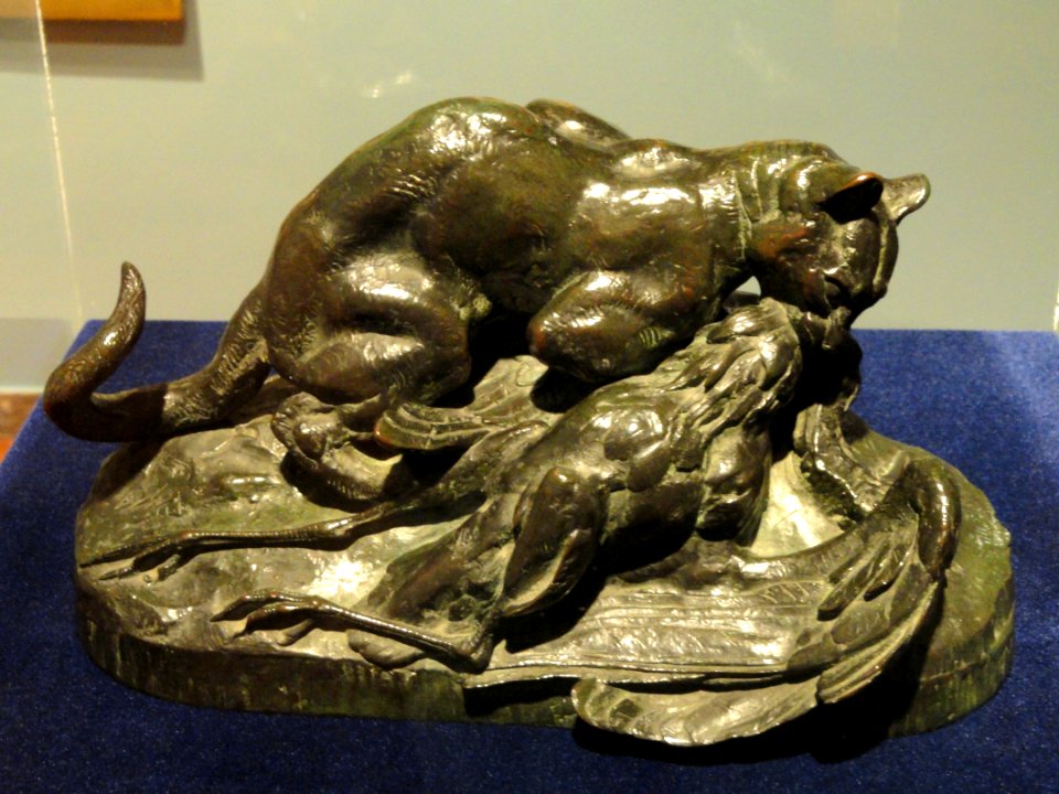 Jaguar Devouring a Crane by Antoine-Louis Barye, 1796-1875, bronze - Museum of Fine Arts, Springfield, MA - DSC04121