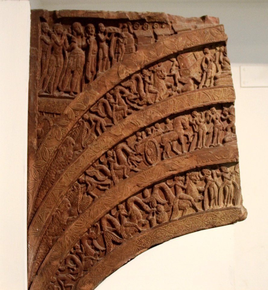Jain decorated tympanum from Kankali Tila, Mathura, 15 CE