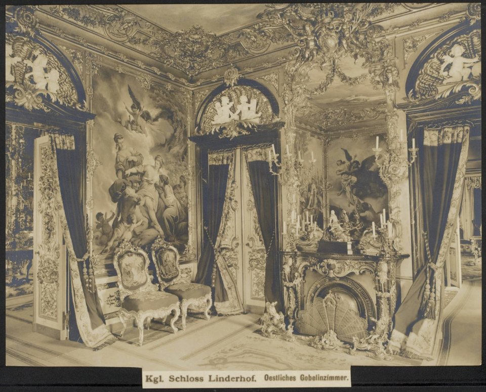 Kgl. Schloss Linderhof. Oestliches Gobelinzimmer, Bestanddeelnr 158-2380