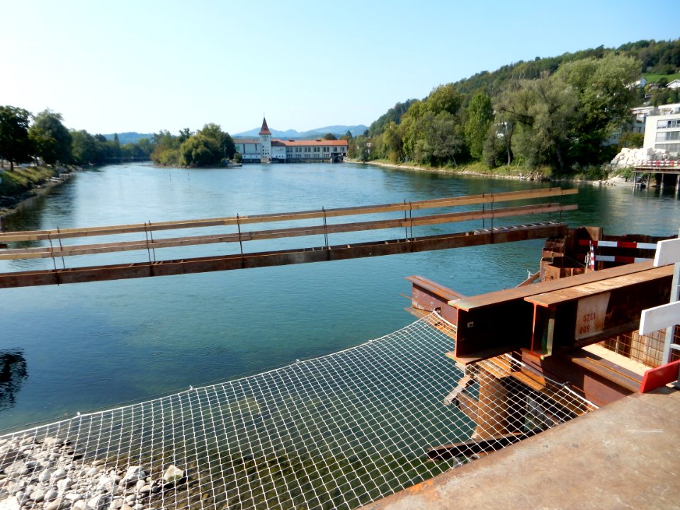 Kettenbrücke Aarau Baustelle 2020 aareaufwärts
