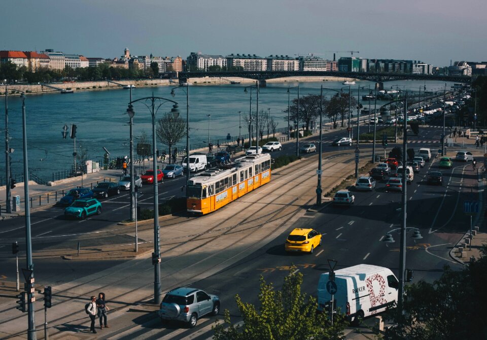 Tram yellow street