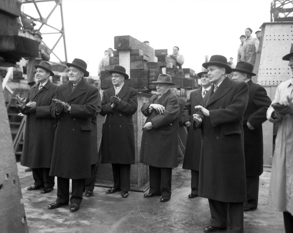 Kiellegging voor mailschip Rotterdam voor HAL bij RDM, Bestanddeelnr 908-1939