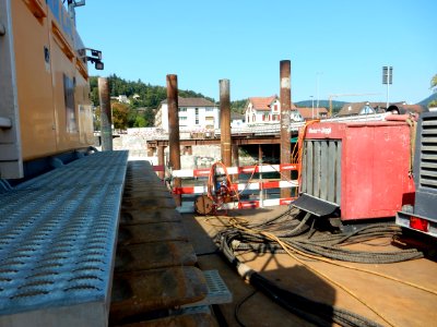 Kettenbrücke Aarau Baustelle 2020 auf dem Dienststeg