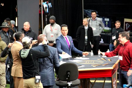 Kevin Negandhi at CFB nat champ media day, Jan 2018