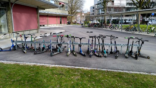 Kick scooters parking