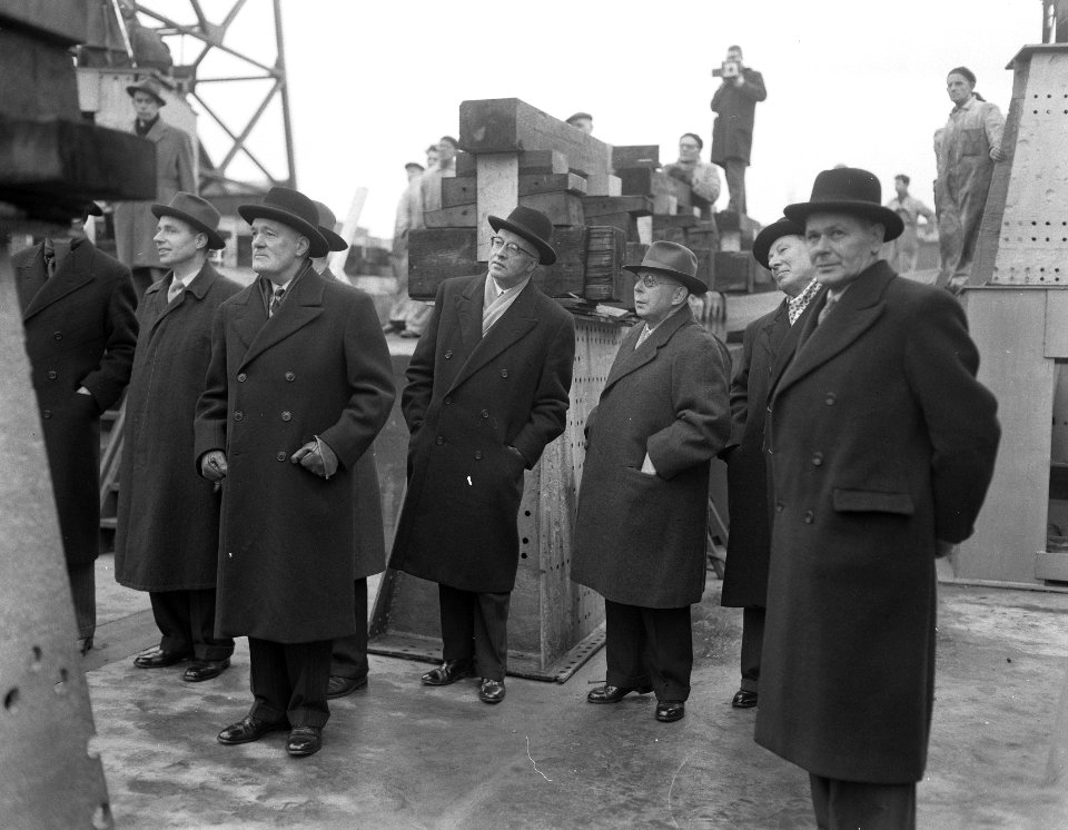 Kiellegging voor mailschip Rotterdam voor HAL bij RDM, Bestanddeelnr 908-1940