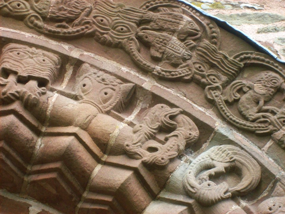 Kilpeck, detail of carved work round tympanum 3