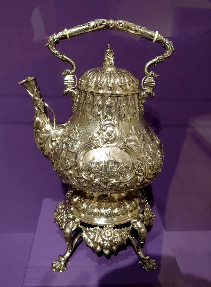 Kettle-on-stand, Augustus Rogers Workshop, Boston, Massachusetts, c. 1850, silver, ivory- Dallas Museum of Art - DSC04873