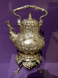 Kettle-on-stand, Augustus Rogers Workshop, Boston, Massachusetts, c. 1850, silver, ivory- Dallas Museum of Art - DSC04873