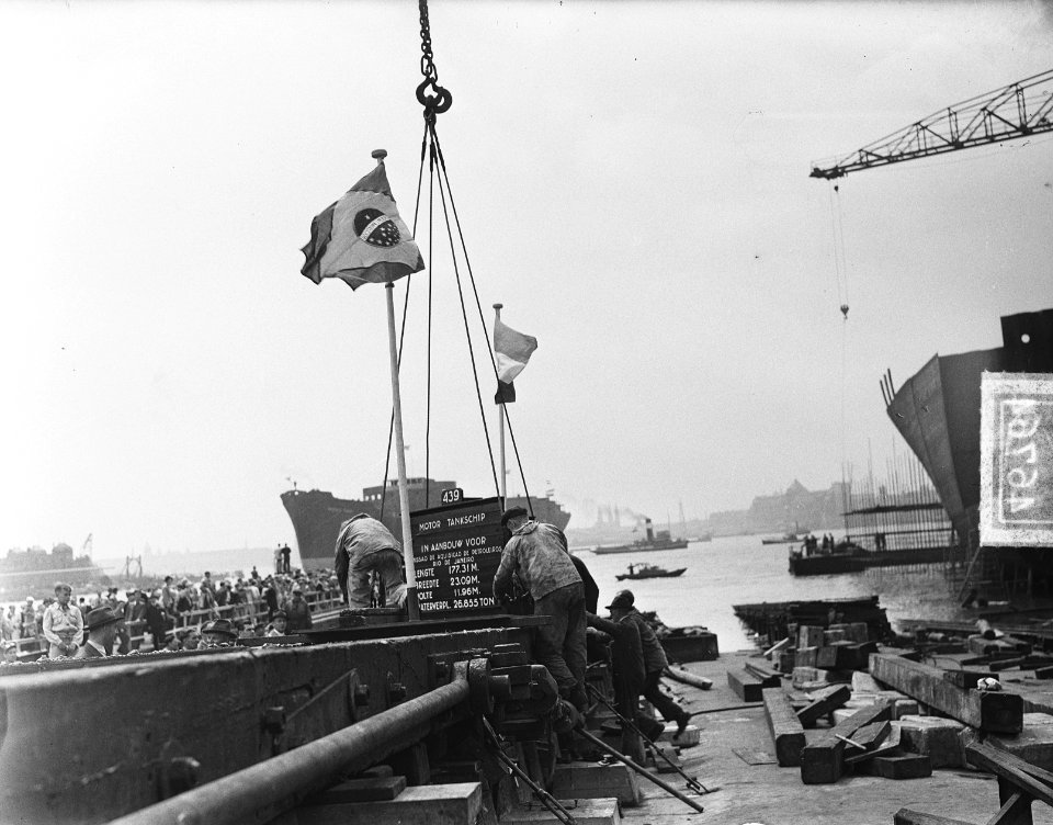 Kiellegging voor schip voor Brazilie, Bestanddeelnr 904-6764