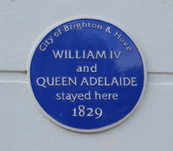 King William IV and Queen Adelaide Plaque at Royal York Buildings, Old Steine, Brighton (May 2018)
