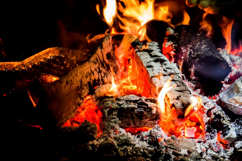 Barbecue firewood embers
