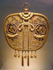 Keman (altar pendant), Japan, Kamakura period, 1185-1333 AD, copper, gold, silver - Freer Gallery of Art - DSC04798