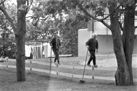 Kinderen. Twee jongens balanceren op een schutting, Bestanddeelnr 920-4719