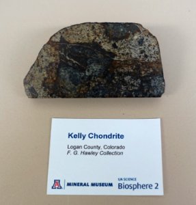 Kelly chondrite meteorite, Colorado - University of Arizona Mineral Museum - University of Arizona - Tucson, AZ - DSC08472