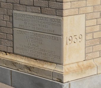 Kearny County, Kansas courthouse cornerstone 1