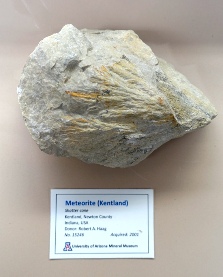 Kentland shatter cone, Indiana - University of Arizona Mineral Museum - University of Arizona - Tucson, AZ - DSC08488