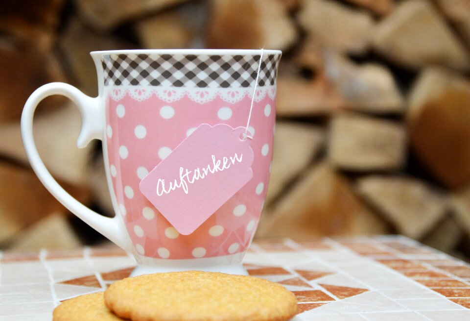 Biscuit cup tea time photo