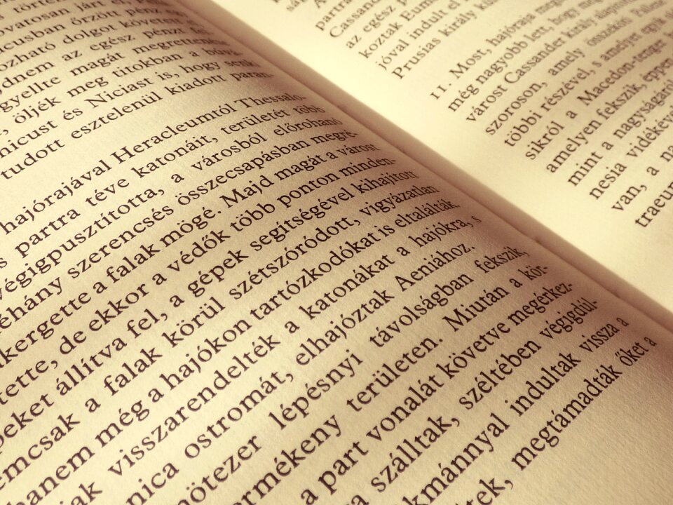 Open book text page