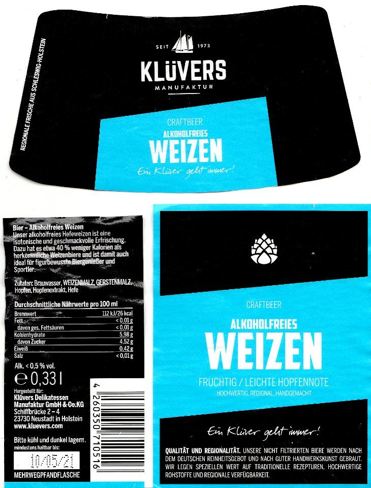 Klüvers Delikatessen Manufaktur GmbH & Co. KG - Alkoholfreies Weizen