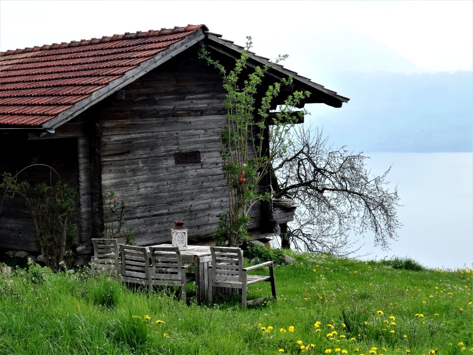 Barn lake landscape
