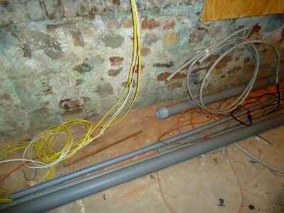 Kitchen renovation wires and conduit in basement