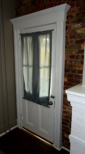 Kitchen renovation project curtain added to exterior door windows