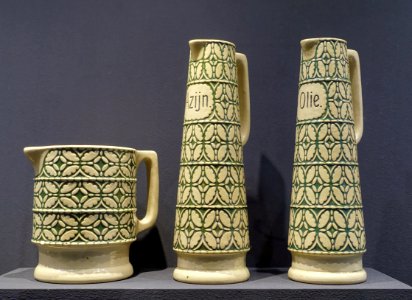 Kitchen pitchers by Albin Muller, 1908-1912, earthenware - Museum Künstlerkolonie Darmstadt - Mathildenhöhe - Darmstadt, Germany - DSC06109
