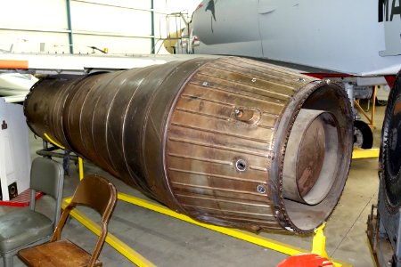 Klimov VK-1F turbojet engine, from Shenyang J-5, view 2 - Oregon Air and Space Museum - Eugene, Oregon - DSC09775