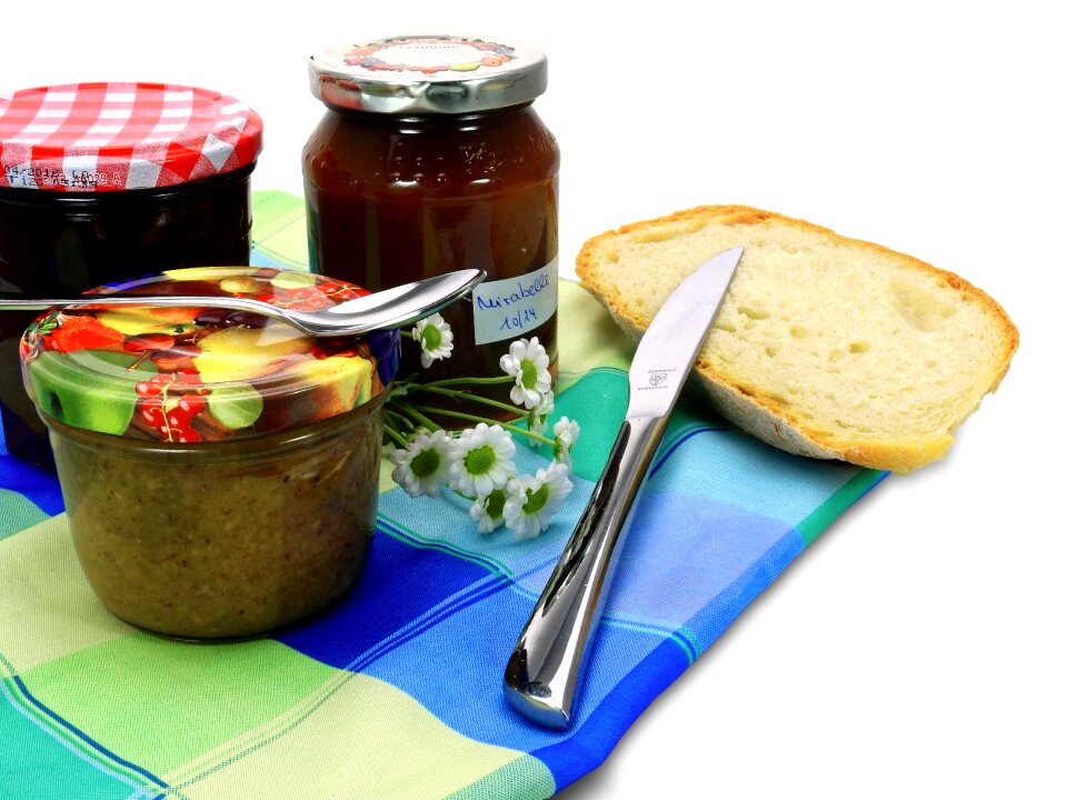 Bread slices food jam